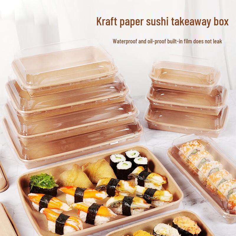 Disposable Kraft Paper Sushi Containers with Lids