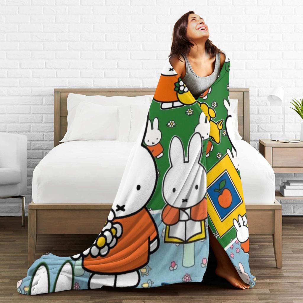 M-Miffys Cute Rabbit Blanket Cozy Soft  Throw Blankets for Bed 50x60 Inch Multiple Sizes Quilt