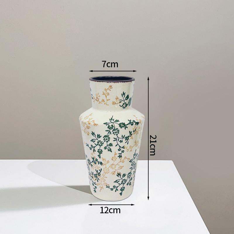 Retro Ceramic Flower Vases Pastoral Octagonal Vase Hydroponic Flower Porcelain Bottle Vase Flower Arrangement Home Decoration
