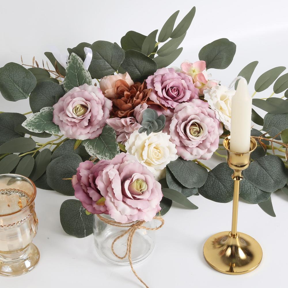 25 Bucăți Trandafiri Artificiali cu Aspect Real Flori Mătase Trandafiri Falsi pentru Buchet de Nuntă DIY, Petrecere a Miresei, Aranjamente Florale, Decorațiuni Mese Petrecere