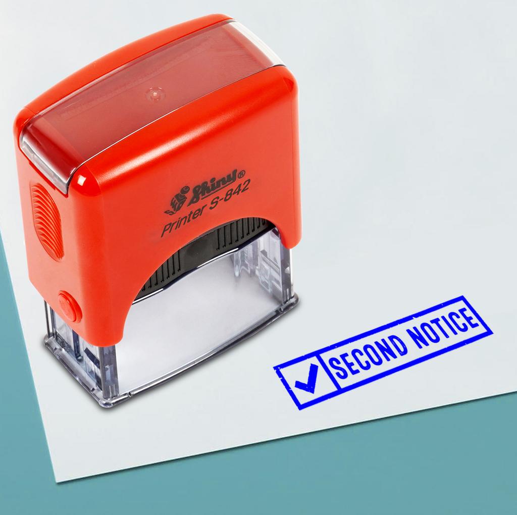Printtoo Second Notice Self Inking Rubber Stamp Pre,Inked Office Stamp, Home Office Business Stationery, 38 x 14 mm,