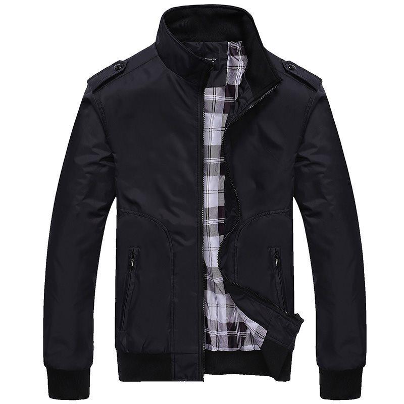 Spring 2026 Youth Trend Plaid Stand Collar Loose Jacket XL чёрный