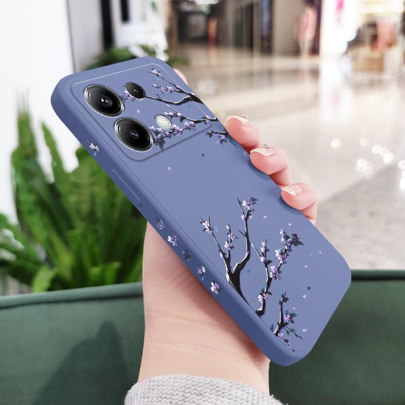 Purple Flower Rain Phone Case For Xiaomi Poco F8 F7 X7 X6 F6 M6 M5 M5S F5 X5 F4 X4 M4 F3 M3 X3 Pro 4G 5G GT Silicone Cover