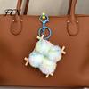 Soft Fermented Bean Curd Pendant Plush Keychain, Fluffy Doufu Bag Decoration Keychain Charm with Keyring, Backpack Handbag Purse Accessories