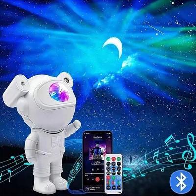 Ulepszone Lampka Nocna Galaxy Astronauta Gwiaździsta Mgławica Księżyc Projektor Nieba Sufitowy ze Zegarem i Pilotem Głośnik Bluetooth