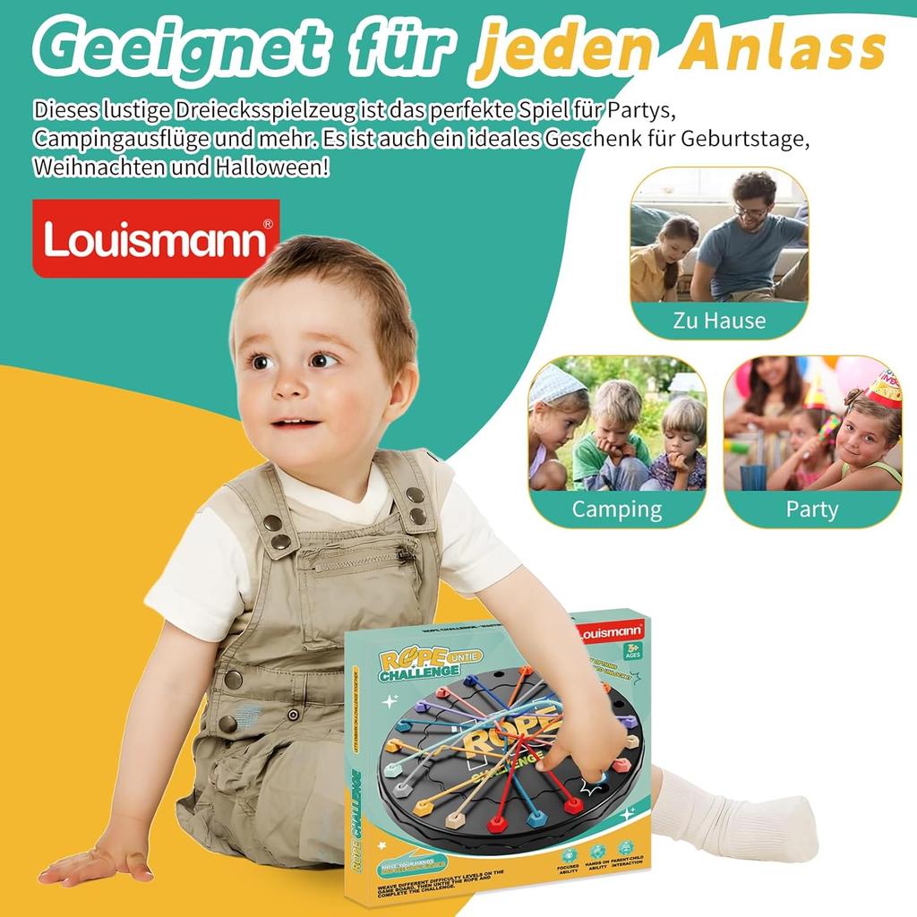 Louismann Brainy Knots Rope Challenge Puzzle Game with Rope Logic Strategy Game Logic Games Knot for ChildrenEducational Game for the Whole Family