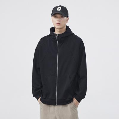 Autumn and Winter Hooded Cardigan Sweatshirt Men's Autumn Hong Kong Style Trend Ins Loose and Versatile Solid Color Casual Sports Jacket