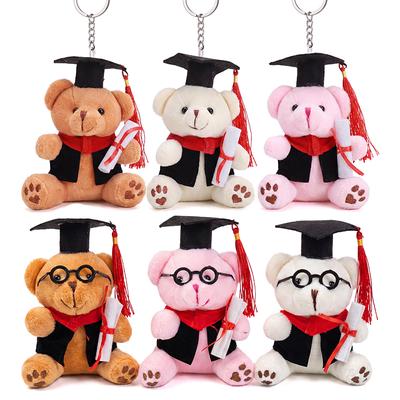 6 Mini Graduation Bear Stuffed Animals 4.7-Inch Small Plush Bear Straps With Certificates And Hats For Graduation Ceremony Party