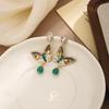 ~ Heavy Industry Diamond Butterfly Pearl Earrings French Elegant Temperament Earrings Light Luxury Premium Earrings 911 Silver