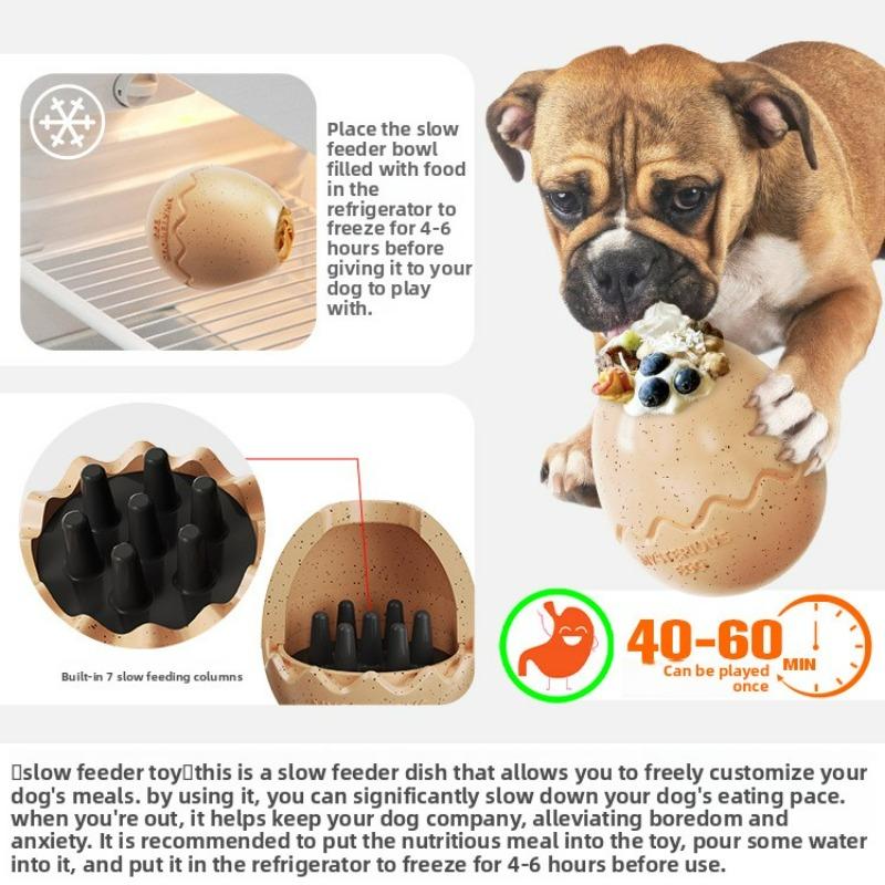 Interactive Dog Toy Dispenser Dinosaur Egg-Shaped Design Perfect for Slow Toys Release Anxiety French Bulldog Labrador Chew Toy