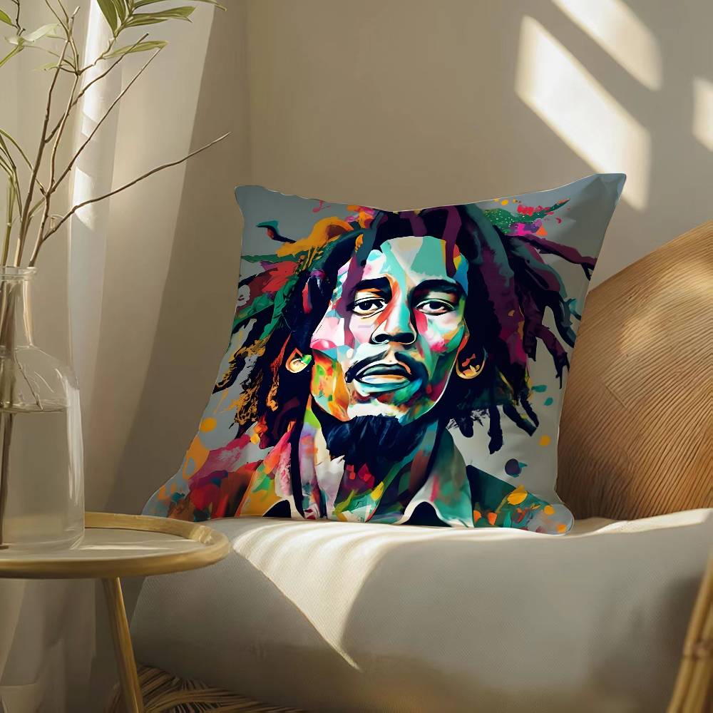 Reggae Music Bob Marley-Singer Pillow Case Silky elegant Comfort Sofa Bed Invisible zipper Beach pillowcase