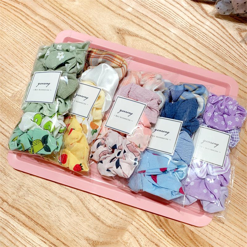 New 5PCS/Set Candy Color Printing Hair Ties For Women Cute HairBand Ponytail Holder Elastic Rubber Band Fashion Hair Accessories