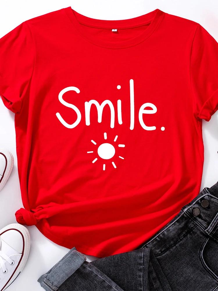 Sun Smile Print T Shirt Women Short Sleeve O Neck Loose Tshirt Summer Women Causal Tee Shirt Tops Camisetas Mujer