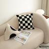 Model Room Simple Black And White Checkerboard Pillow Sofa Cushion Living Room Household Geometric Triangle Shape Backrest Ring
