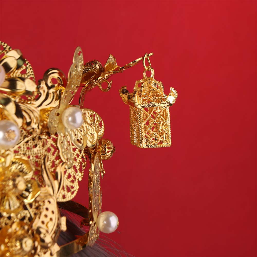 Chinese Style Bride Hair Crown Luxury Women Hanfu Hairpin Vintage Wedding Hair Crown  Jewelry Set