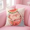Cute Pig Summer Surprise  Cushion Cover Linen Pillowcase Cover Soft Decor for Sofa Home Room