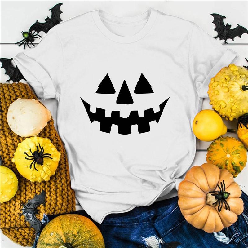 Halloween Pure Cotton Printed Unisexs and Womens Summer Personalized Short Sleeved New Fashion Trend Loose Casual Tshirt