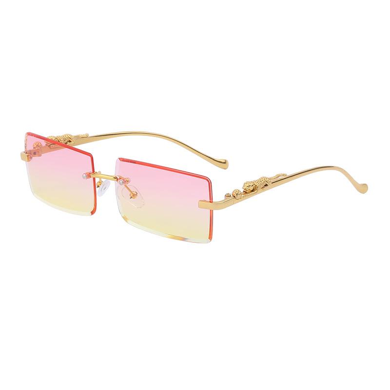 Frameless Sunglasses Women'S Square Leopard Sunglasses Men'S Trendy Glasses Shades
