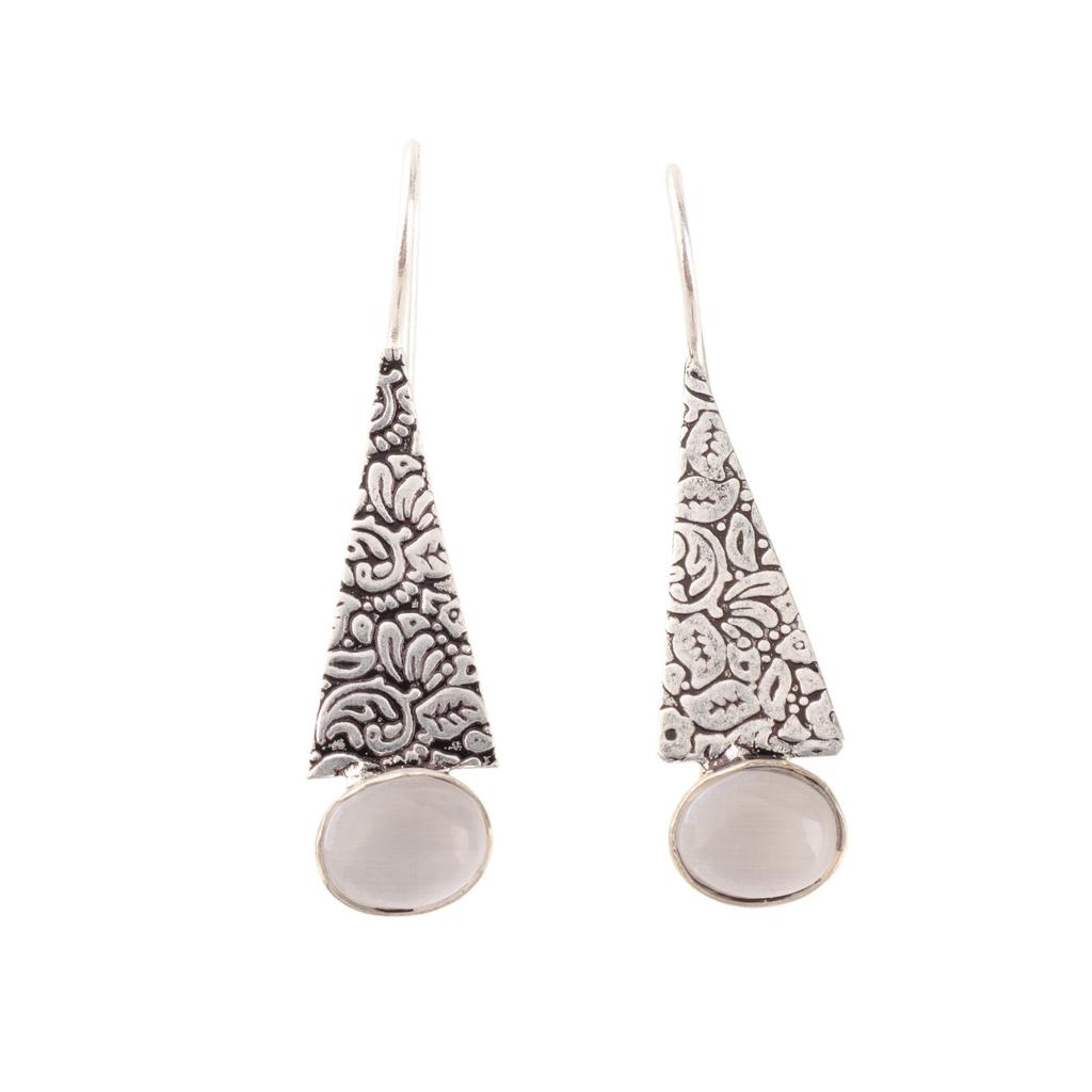Natürlicher Selenit Edelstein 925 Sterling Silber Schmuck Handgemachte Ohrringe 1,9" EE-165-39