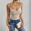 Hot-selling Women's Summer New Sexy Backless Halter Top Sleeveless Short Top