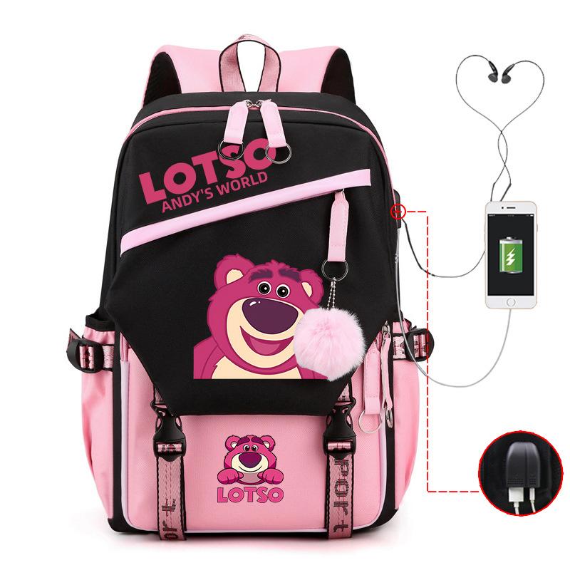 Cute Xiaoqing Strawberry Bear Peripheral High-Value Backpack Lightweight Student School Bag