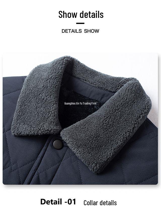 Men's Thickened Cotton Lapel Coat - Warm Winter Jacket for Mid-Aged and Elderly - Plus Size Available