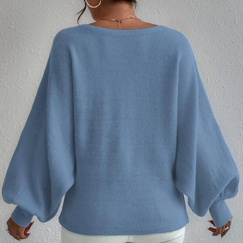 Women's European & American Lantern Sleeve Loose Knit Pullover Sweater