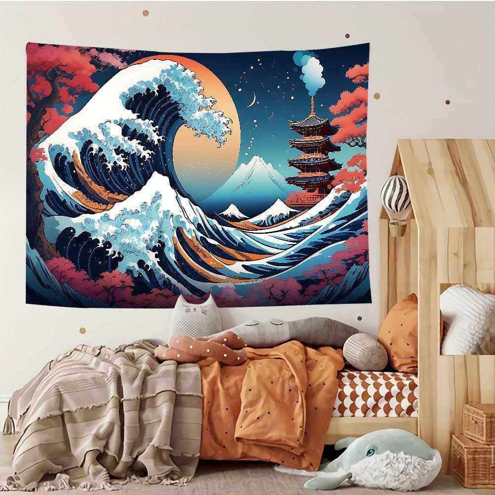 Japanese Art Kanagawa Customizable Tapestries Tapestries Of Various Styles, Anime-themed Wall Hangings, Celebrity Photo Printing