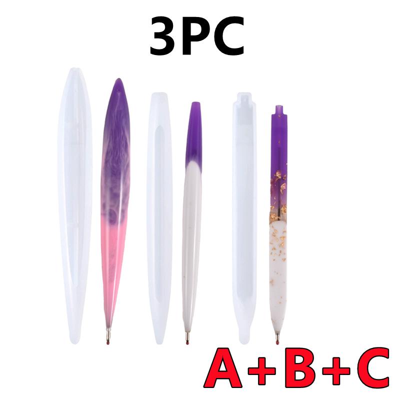 New 3/1PC Transparent Pen Silicone Mould Set DIY Ballpoint Pen Mold Epoxy Resin Molds for Jewelry Casting Pen Holder Making