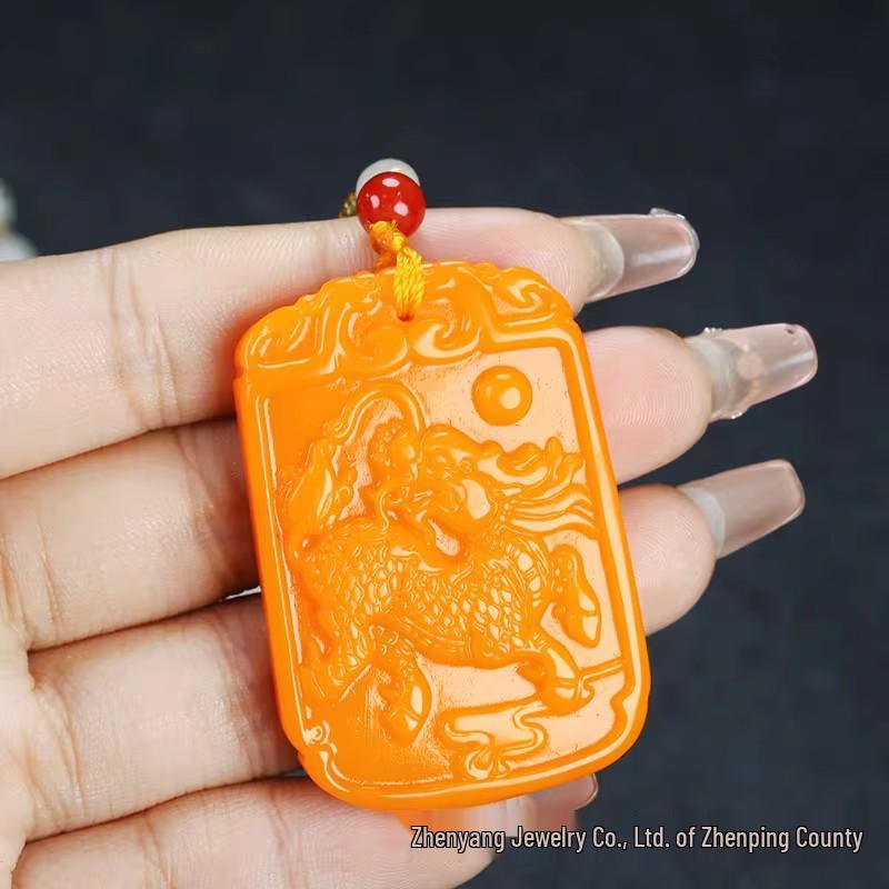 Imitation Hetian Yellow Jade Qilin Pendant: Auspicious Wealth and Blessings Amulet for Men and Women жёлтый