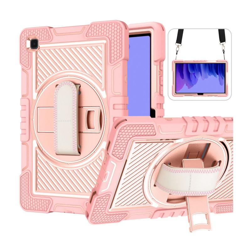 Universal Rotating Stand Case With Nylon Wrist Strap Galaxy Tab A7 T500 T505 2020 - Shockproof Silicone Cover