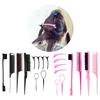 Hair Styling Comb Set Teasing Hair Brush Rat Tail Combs Edge Brush Hair Tail Tools Braid Tool Loop with Hair Clips