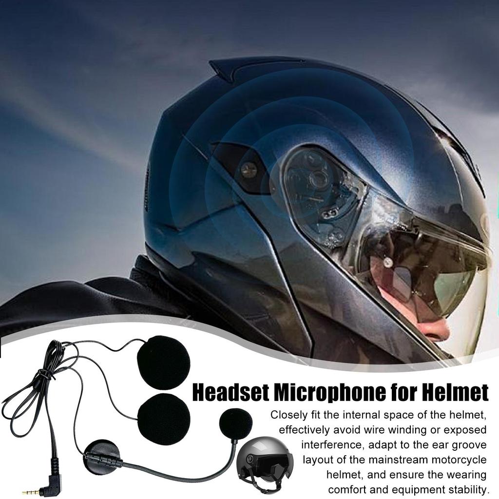 Motorcycle Headset Microphone 3.5mm Elbow Interface Jack Helmet Speakers High-Definition Audio Earbuds for Communication