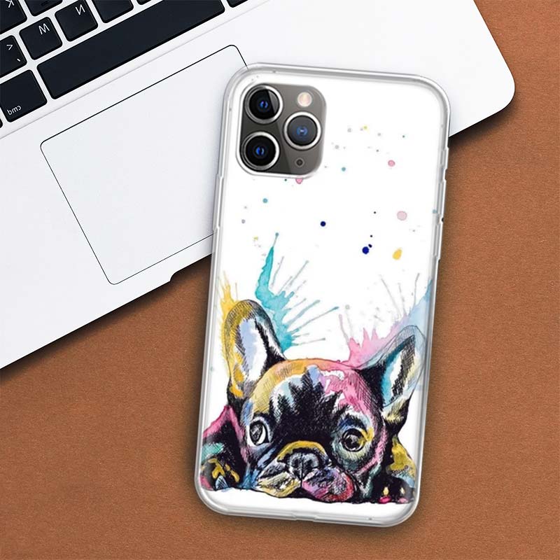 

Чехол для телефона с французским бульдогом и собакой-мопсом для Apple iPhone 11 12 13 15 Ultra 14 Pro 7 XR X XS Max 6S 8 Plus + Mini SE, мягкий чехол с принтом iPhone 15 Pro Max