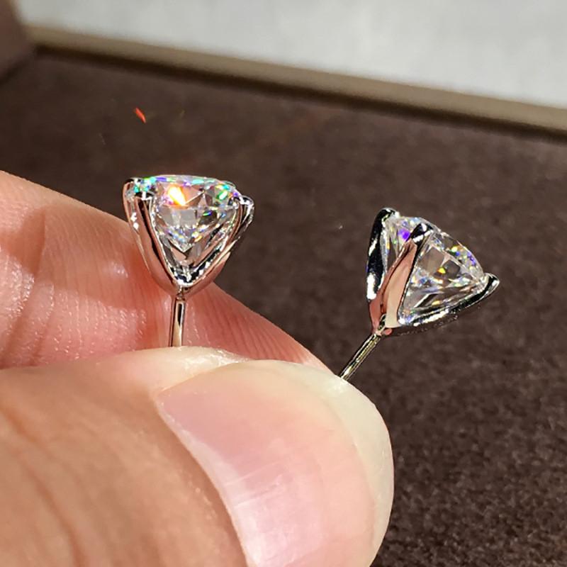 

925 Sterling Silver Cubic Zirconia Stud Earrings White/Blue/Red/Multicolored Minimalist Women Earrings Simple Versatile Jewelry