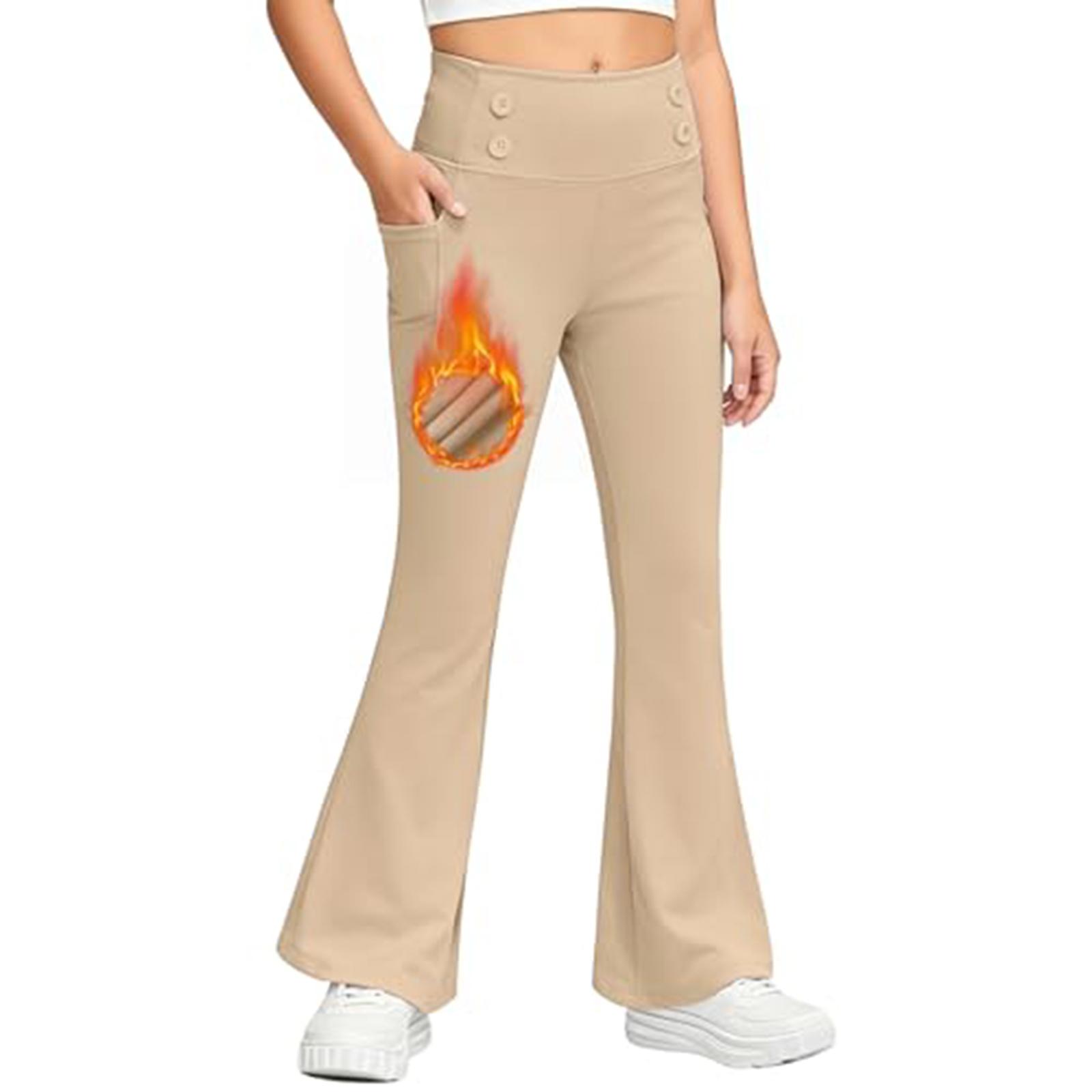

Children s Color High Waist Yoga Pants Dance Cute Sportswear Pants With Pocket L жовтий
