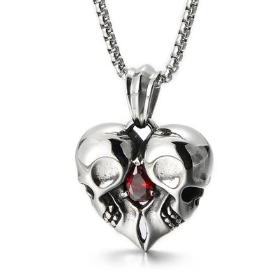 Casting Bijoux Style Punk Cadeaux, Créatif Rétro Amour Diamants Incrustés Crâne Couple Petite Amie Pendentif