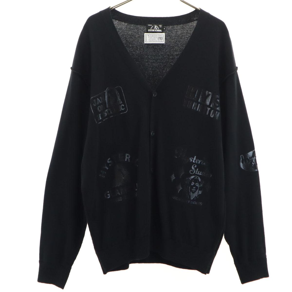 

HYSTERIC GLAMOUR Кардиган трикотажный с V-образным вырезом и длинным рукавом M черный Мужской Б/У