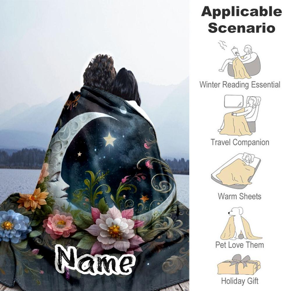 Moom Personalized Text Blanket Gift Customizable Blanket Comfortable for Bedding Nap Seaside Sofa Four Seasons Multipurpose Gifts For Family Or Friend
