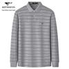 Men's 100% Cotton Striped Long Sleeve Polo Shirt