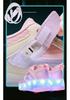 Girls' Princess Luminous Roller Shoes with Retractable Wheels and Brake