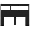 LED Headboard with Shelves Black Oak Effect 140 x 17 x 102 cm