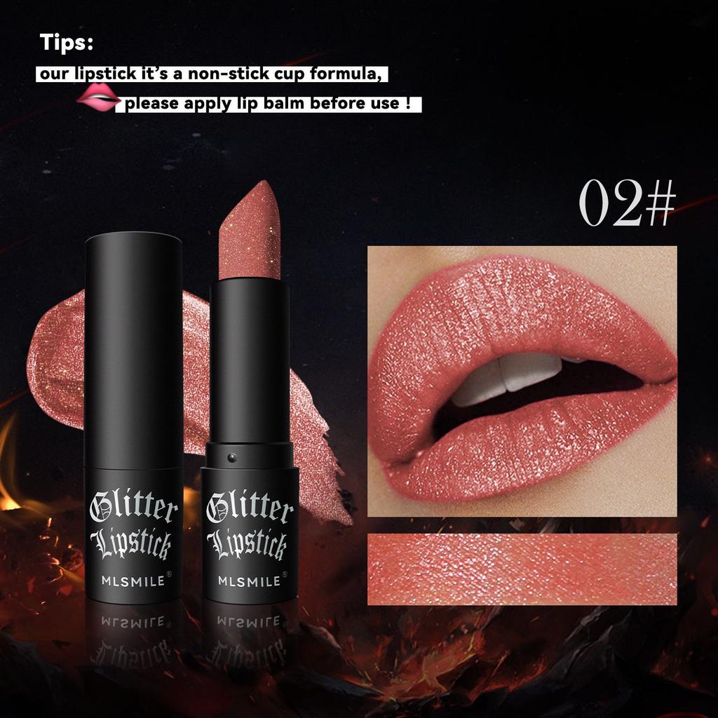 7colors Glitter Lipstick Transfer-resistant Long Lasting Diamond Pearlescent Metallic Lipstick Black Lipgloss Women Lips Makeup Cosmetic