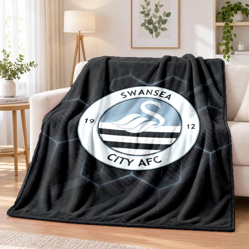 Swansea City Printed Flannel Blanket Warm Comfort Bed Throw For Indoor Home Decoration