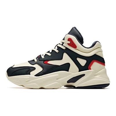 Lifestyle Series Fabric Synthetic Leather Shock Absorbing Non-Slip Wear-Resistant Mid-Top Dad Shoes Women Sneakers White Black Red 12948985-2