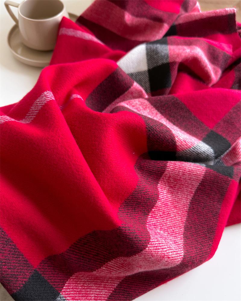 2024 Trendy Unisex Plaid Cashmere-Feel Tassel Shawl Snood Scarf for Autumn/Winter