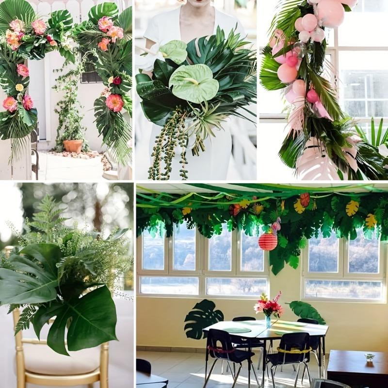 10pcs Artificial Monstera Leaves Large Faux Tropical Palm Leaves Home Decoration for Hawaiian Luau Party Table Decor DIY Crafts