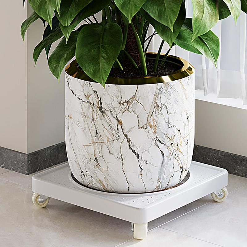 1PC Flower Pot Tray Thickened Square Reinforced Plant Pot Holder Breathable Base Planter Tray Universal Wheel Plastic