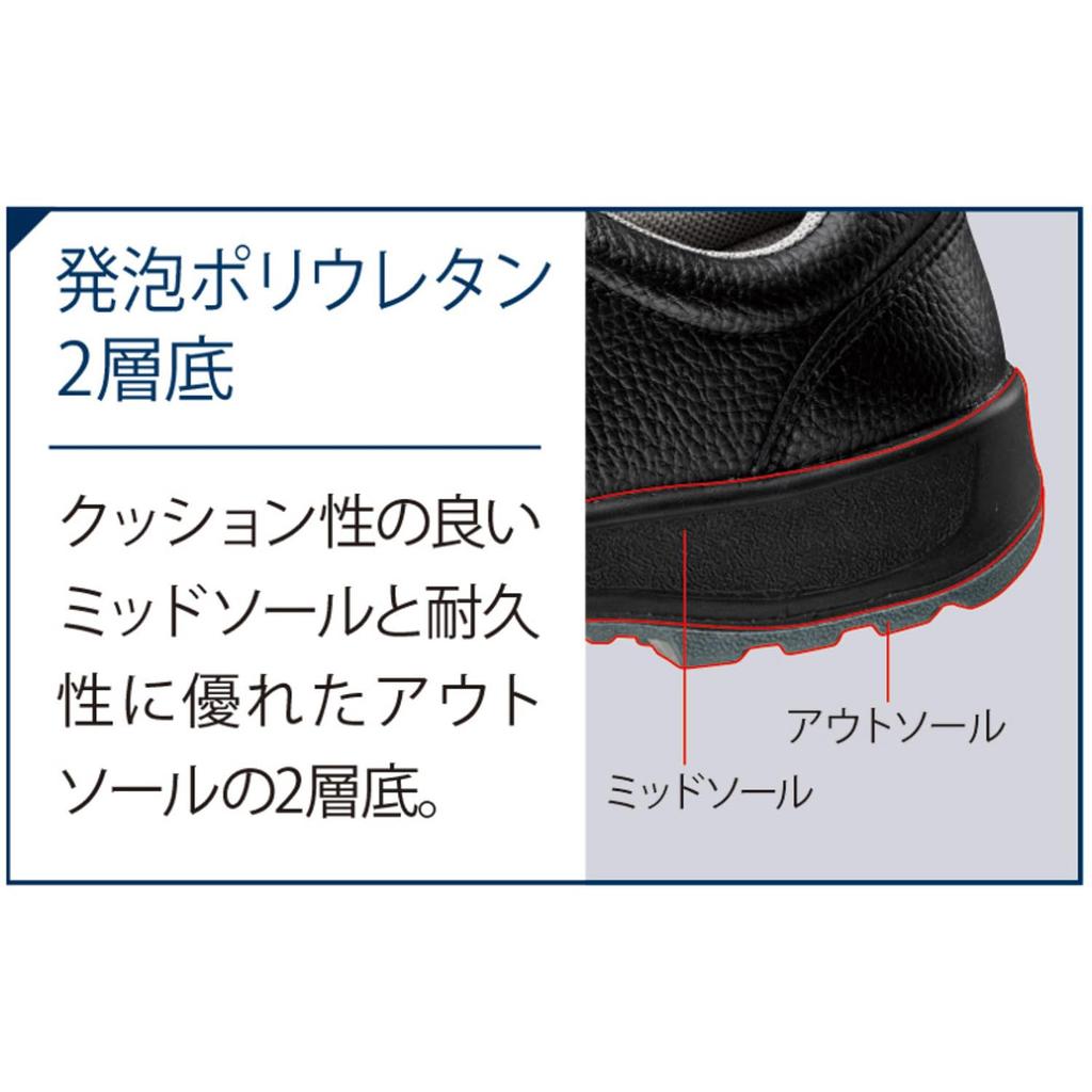 Desafio Safety Work Shoes JSAA Certified Professional Sneakers for Normal Work with Toecap Shock Absorption DSF02R Black cm 4E [Midori Anzen] 28.0