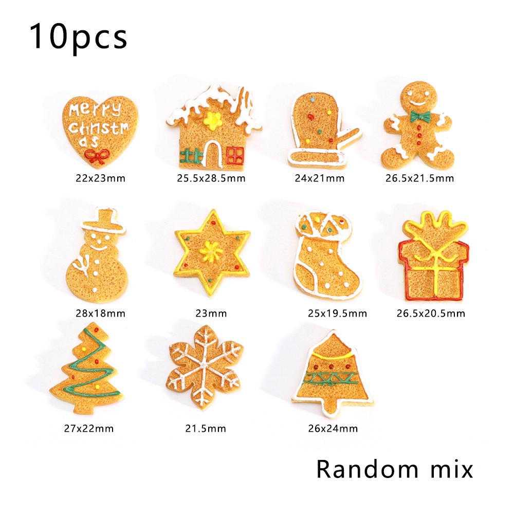 

10Pcs Christmas Theme Flatback Mixed Shaped Biscuit,Mini Fake Cookies for X Mas hoildays DIY Home Party Cake Decoration